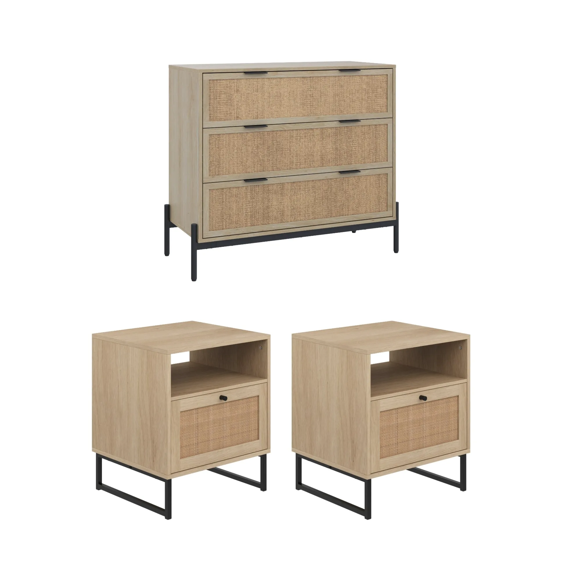 Bohemian Nightstand and Dresser Set for Bedroom