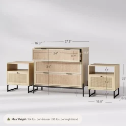 Bohemian Nightstand and Dresser Set for Bedroom