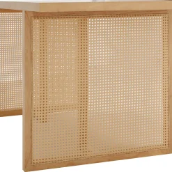 Bohemian Rattan & Boucle Dining Set (6 Chairs)