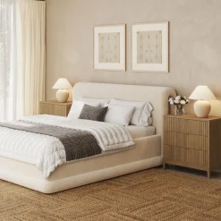 Bohemian Solid Wood 3-Drawer Fluted Dresser Light Brown (Set of 2)