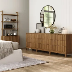 Bohemian Solid Wood 3-Drawer Fluted Dresser Light Brown (Set of 3)