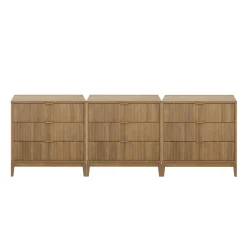 Bohemian Solid Wood 3-Drawer Fluted Dresser Light Brown (Set of 3)