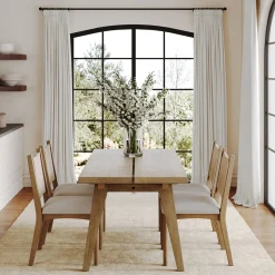 Bohemian Wooden Dining Table Set (4 Chairs)