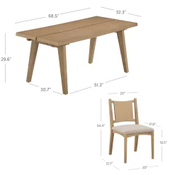 Bohemian Wooden Dining Table Set (6 Chairs)