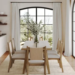 Bohemian Wooden Dining Table Set (6 Chairs)