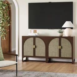 Boho Arched Storage Credenza Dark Acacia (Set of 2)
