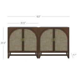 Boho Arched Storage Credenza Dark Acacia (Set of 2)