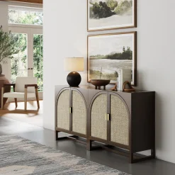 Boho Arched Storage Credenza Dark Acacia (Set of 2)