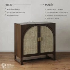 Boho Arched Storage Credenza Dark Acacia (Set of 2)