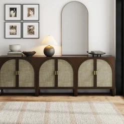 Boho Arched Storage Credenza Dark Acacia (Set of 3)