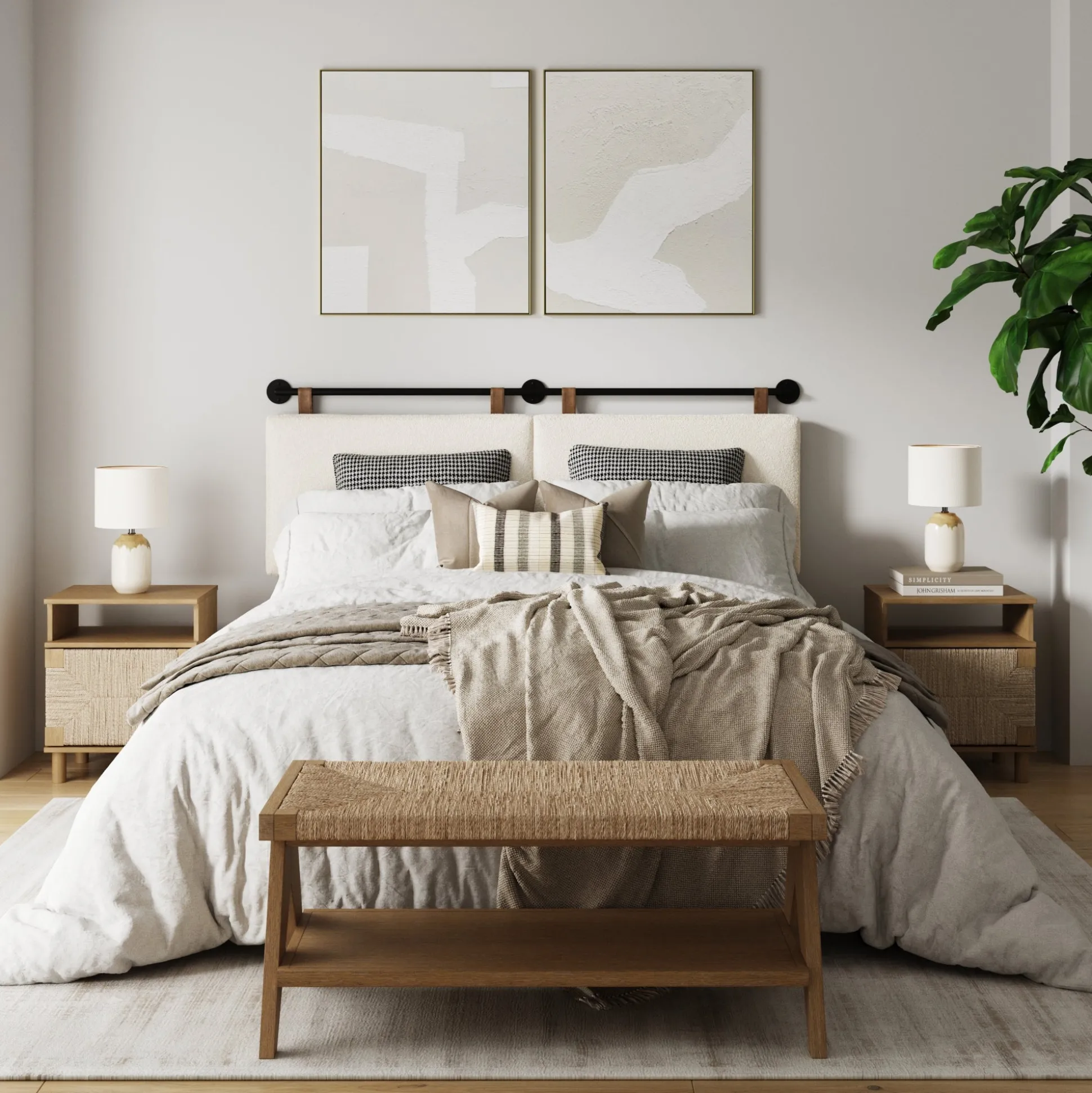 Boho Bedroom Set Light Brown