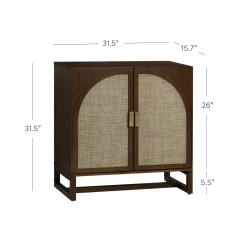 Boho Rattan Arched Door Storage Cabinet Dark Acacia