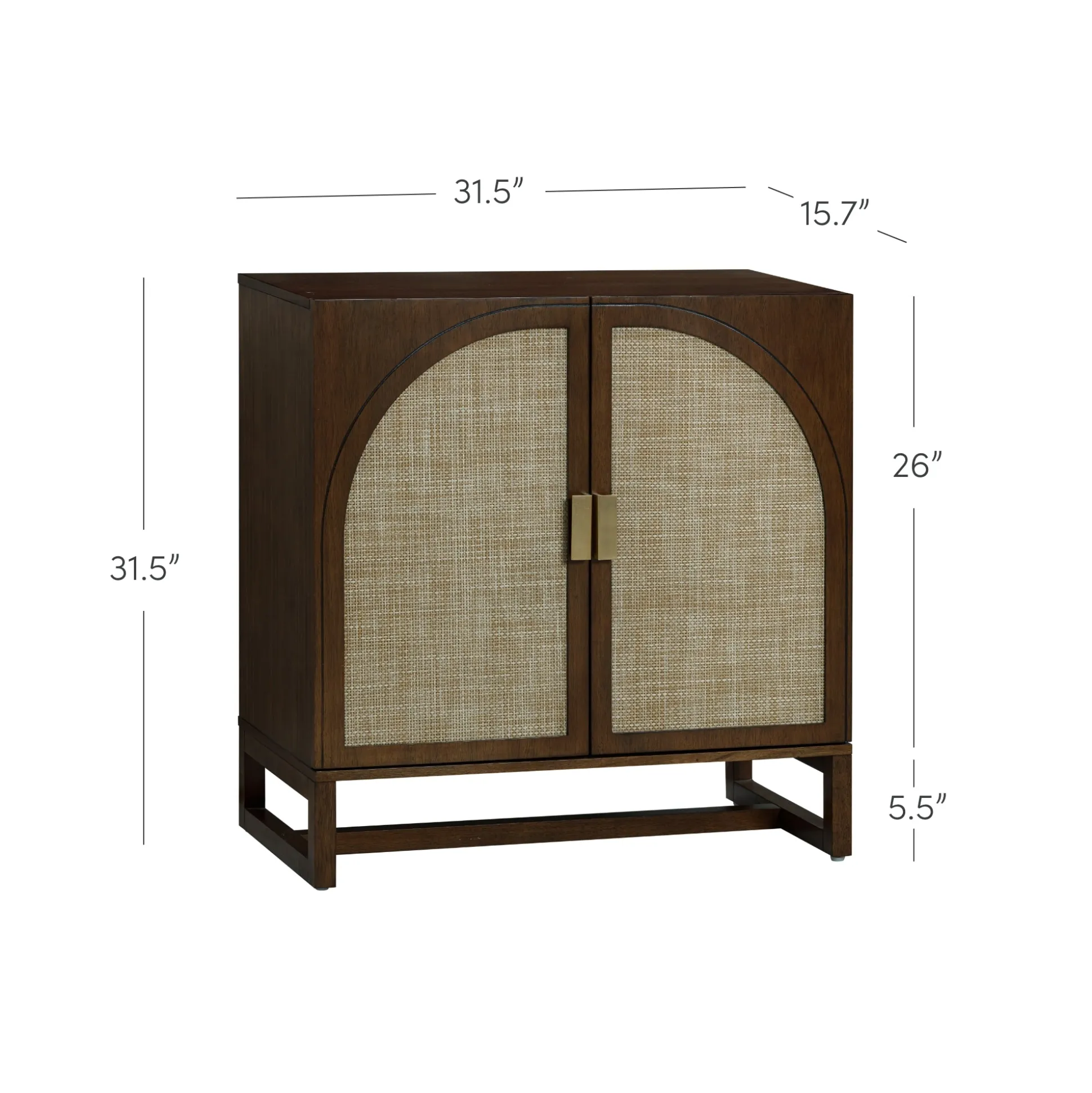 Boho Rattan Arched Door Storage Cabinet Dark Acacia