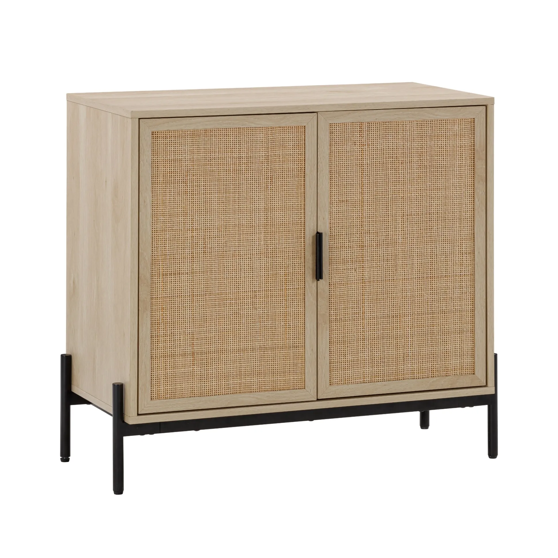 Boho Rattan Credenza Console Table Oak (Set of 2)