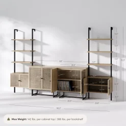 Boho Rattan Entertainment Center Light Oak