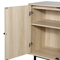 Boho Rattan Entertainment Center Light Oak