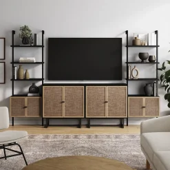 Boho Rattan Entertainment Center