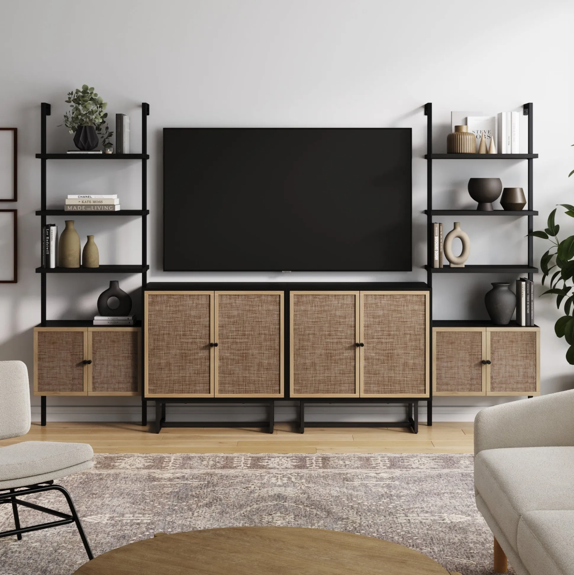 Boho Rattan Entertainment Center