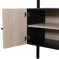 Boho Rattan Entertainment Center with Bookshelves