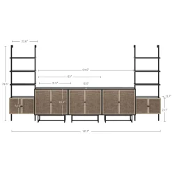 Boho Rattan Entertainment Center with Bookshelves