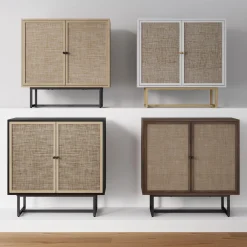 Boho Rattan Entertainment Center (3 Cabinets)