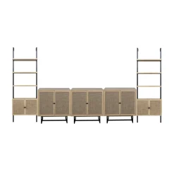 Boho Rattan Entertainment Center (3 Cabinets)