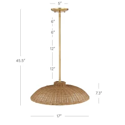 Boho Rattan Pendant Light Fixture with Glass Diffuser