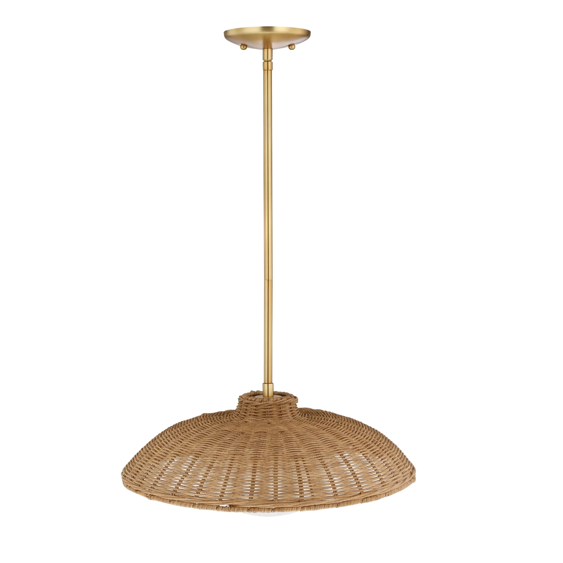 Boho Rattan Pendant Light Fixture with Glass Diffuser