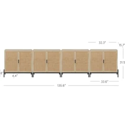 Boho Rattan TV Console for TVs up to 100