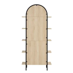 Boho Rattan & Wood Arched Bookshelves (Set of 2)