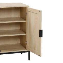 Boho Rattan & Wood Storage Cabinet Light Oak