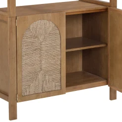 Boho Seagrass Arched Bookshelf Light Brown (Set of 2)