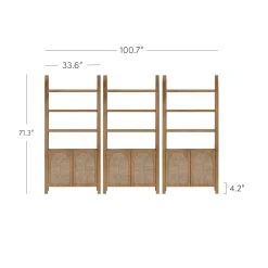 Boho Seagrass Arched Bookshelf Light Brown (Set of 3)