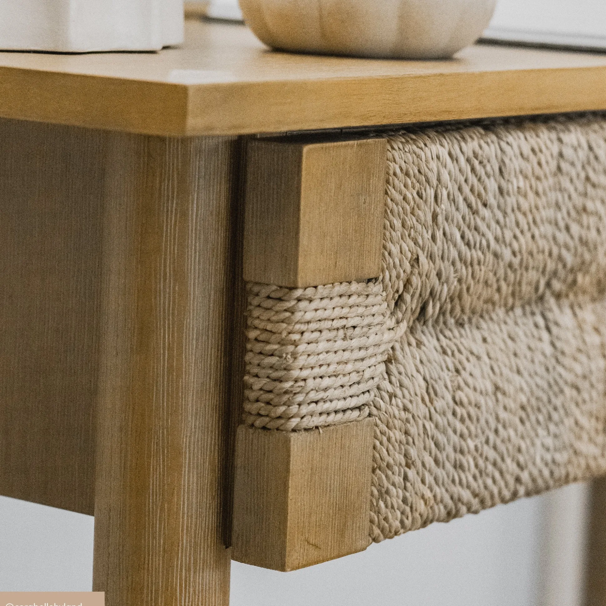 Boho Seagrass Console Tables (Set of 2)