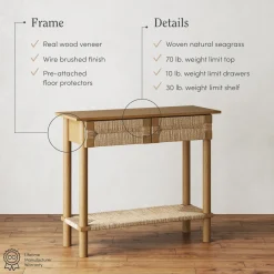 Boho Seagrass Console Tables (Set of 2)