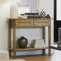 Boho Seagrass Console Tables (Set of 3)