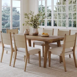 Boho Seagrass Dining Table Set (6 Chairs)