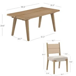 Boho Seagrass Dining Table Set (6 Chairs)
