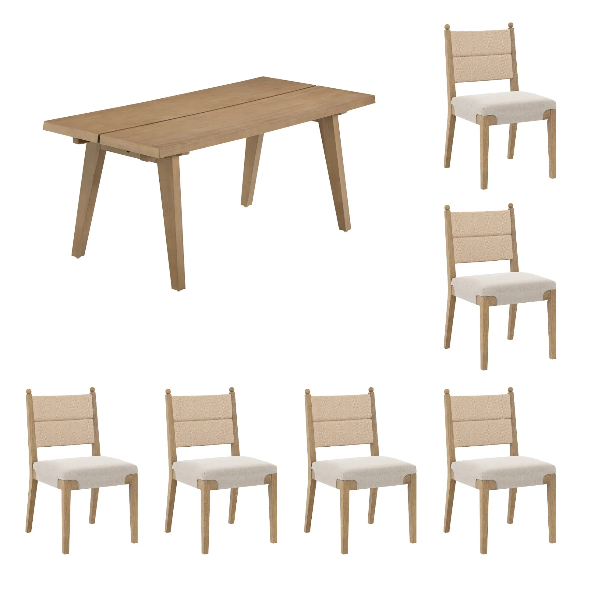 Boho Seagrass Dining Table Set (6 Chairs)