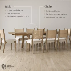 Boho Seagrass Dining Table Set (8 Chairs)