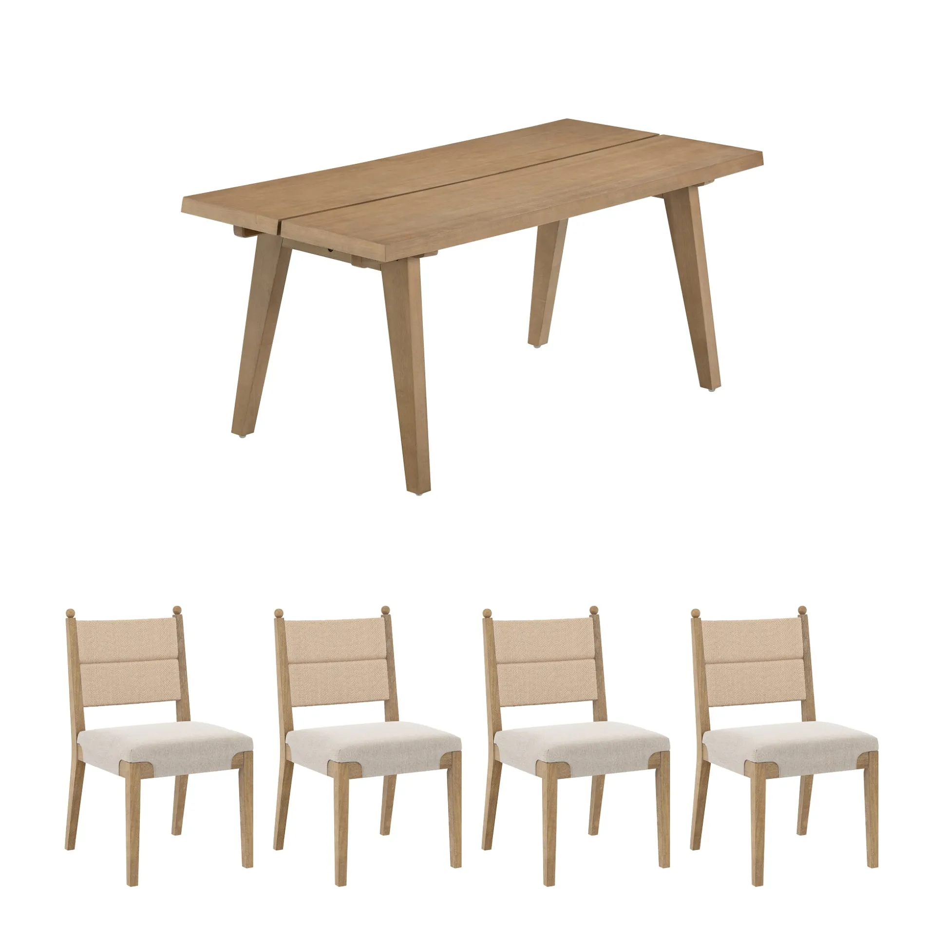 Boho Seagrass Dining Table Set (4 Chairs)