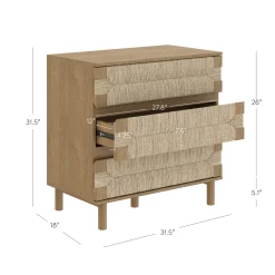 Boho Seagrass 3-Drawer Dresser Light Brown (Set of 2)