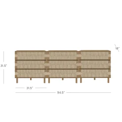 Boho Seagrass 3-Drawer Dresser Light Brown (Set of 3)