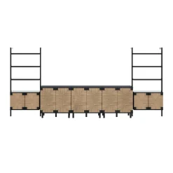 Boho Seagrass Entertainment Center Black (3 Cabinets)