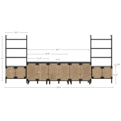 Boho Seagrass Entertainment Center Black (3 Cabinets)