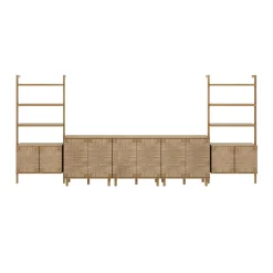 Boho Seagrass Entertainment Center Light Brown (3 Cabinets)