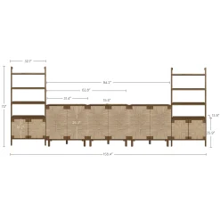 Boho Seagrass Entertainment Center (3 Cabinets)
