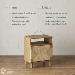 Boho Seagrass Storage Nightstands (Set of 2)
