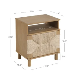 Boho Seagrass Storage Nightstands (Set of 2)