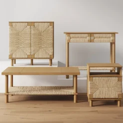 Boho Seagrass Storage Nightstands (Set of 2)